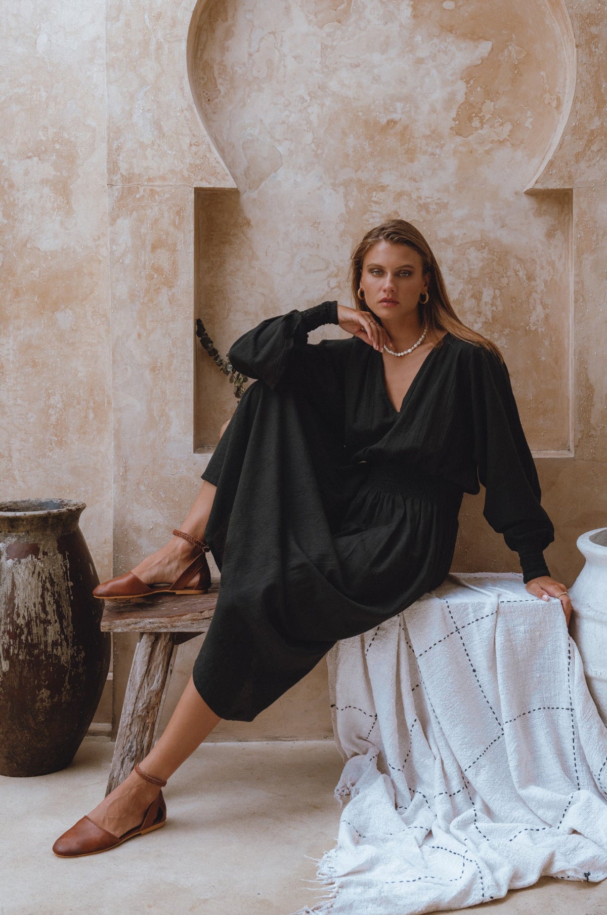 Carla Long Sleeve Linen Dress