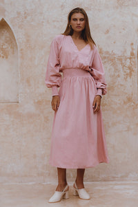 Carla Long Sleeve Linen Dress