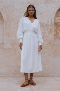 Carla Long Sleeve Linen Dress
