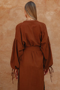 Denise Long Sleeve Linen Kimono Dress