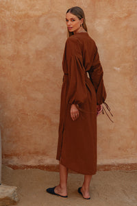 Denise Long Sleeve Linen Kimono Dress