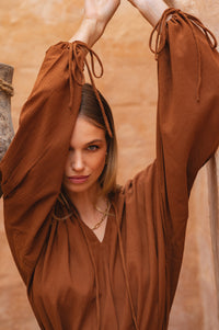 Denise Long Sleeve Linen Kimono Dress