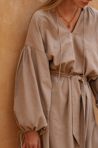 Denise Long Sleeve Linen Kimono Dress