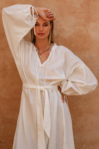 Denise Long Sleeve Linen Kimono Dress