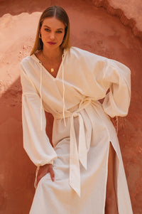 Denise Long Sleeve Linen Kimono Dress