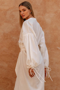 Denise Long Sleeve Linen Kimono Dress