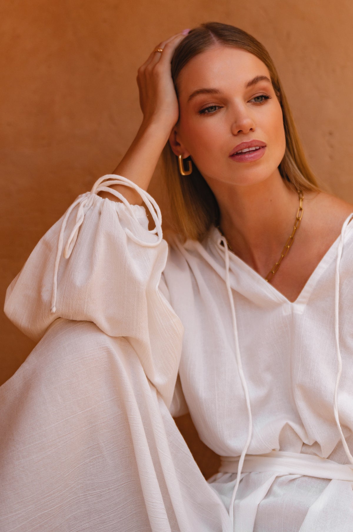 Denise Long Sleeve Linen Kimono Dress