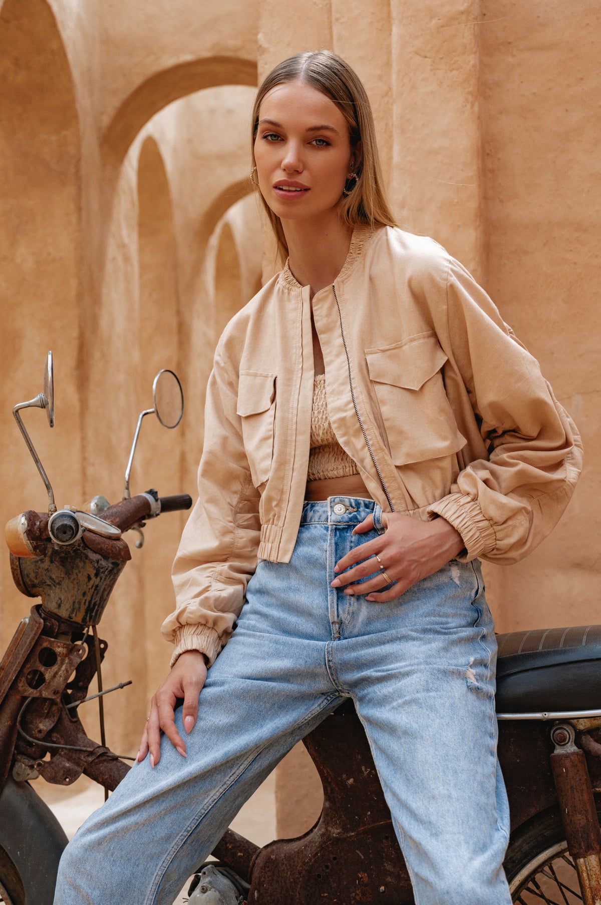 Denver Linen Bomber Jacket