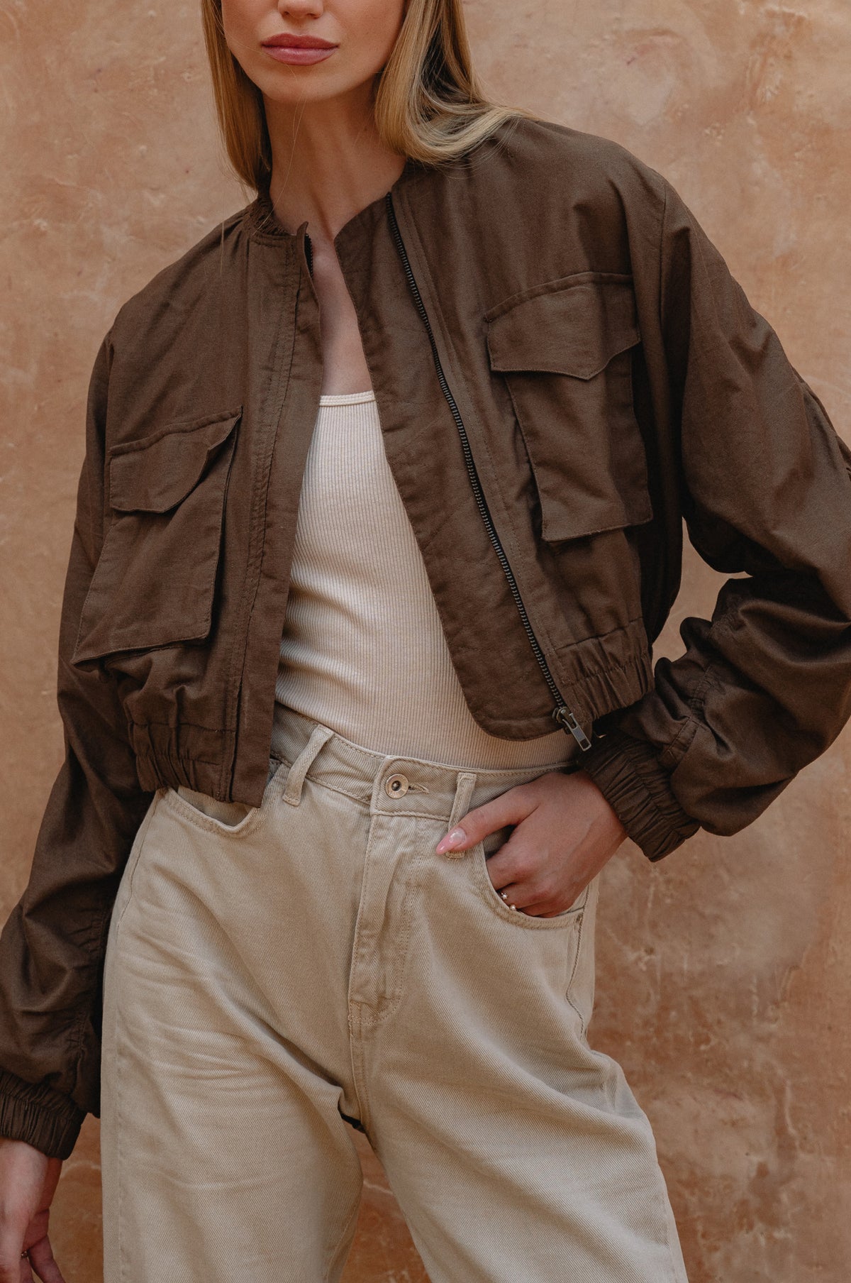 Denver Linen Bomber Jacket