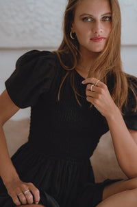 Elodie Smocked Linen Mini Dress