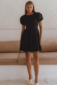 Elodie Smocked Linen Mini Dress