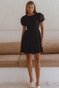 Elodie Smocked Linen Mini Dress