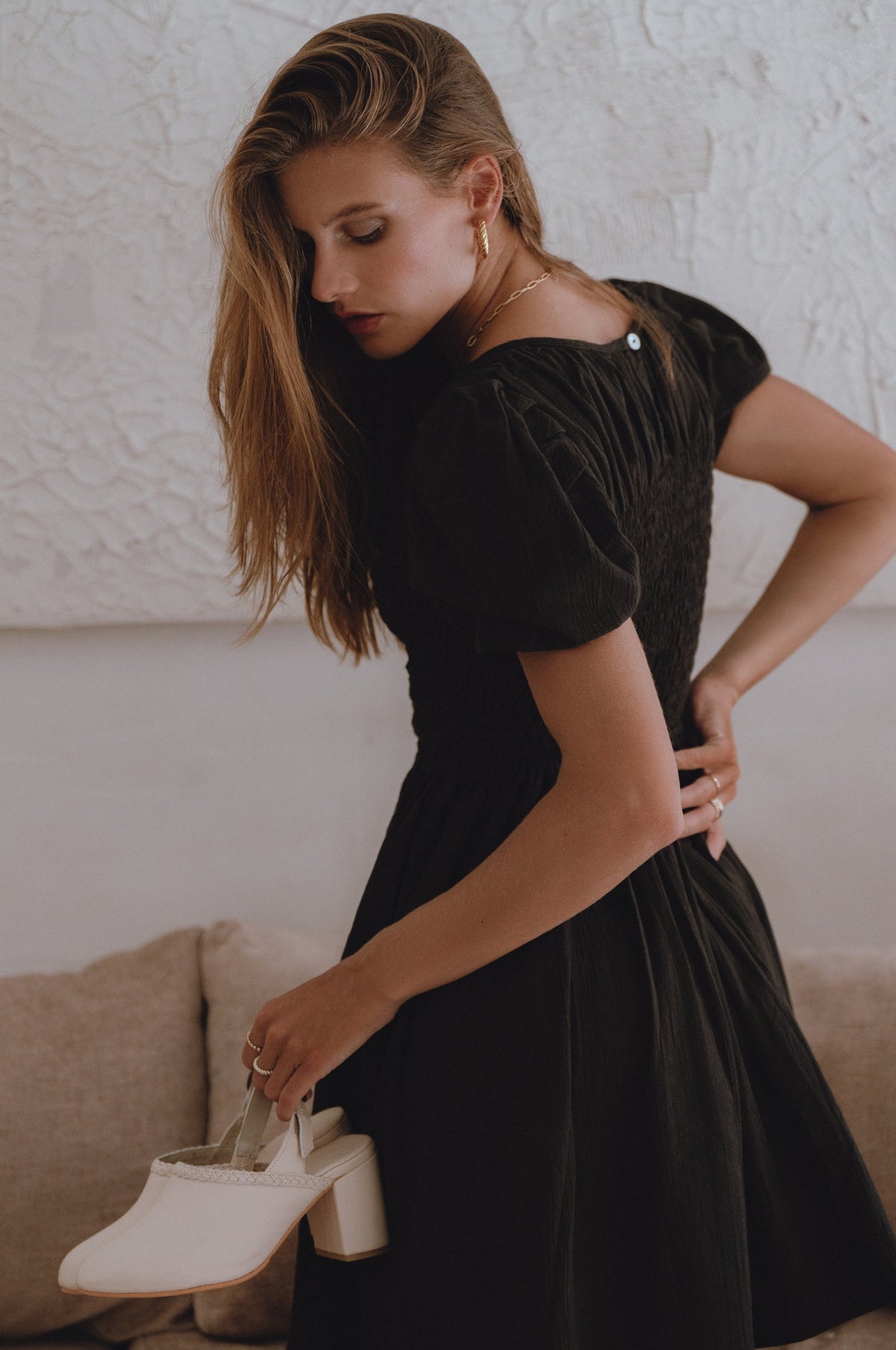 Elodie Smocked Linen Mini Dress