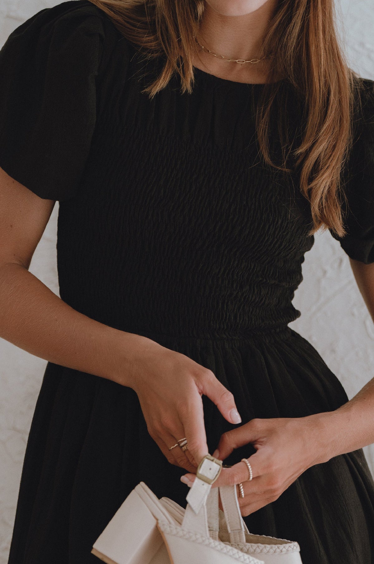 Elodie Smocked Linen Mini Dress