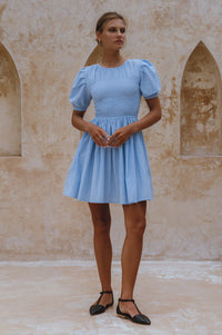 Elodie Smocked Linen Mini Dress