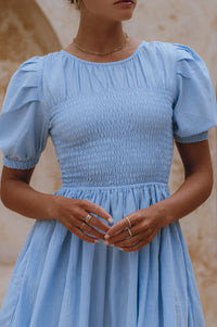 Elodie Smocked Linen Mini Dress