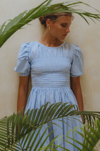 Elodie Smocked Linen Mini Dress