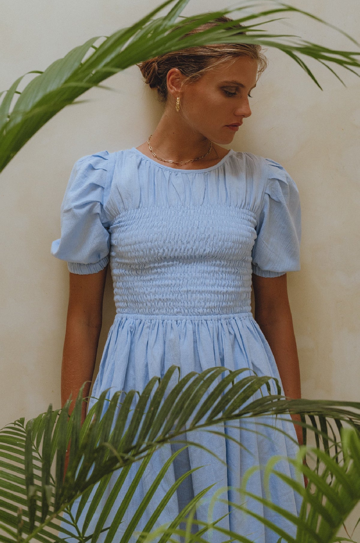 Elodie Smocked Linen Mini Dress