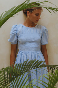 Elodie Smocked Linen Mini Dress