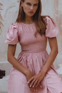 Elodie Smocked Linen Mini Dress