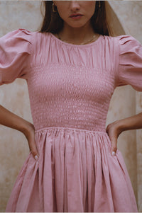 Elodie Smocked Linen Mini Dress