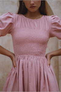 Elodie Smocked Linen Mini Dress