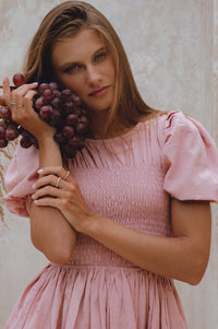 Elodie Smocked Linen Mini Dress