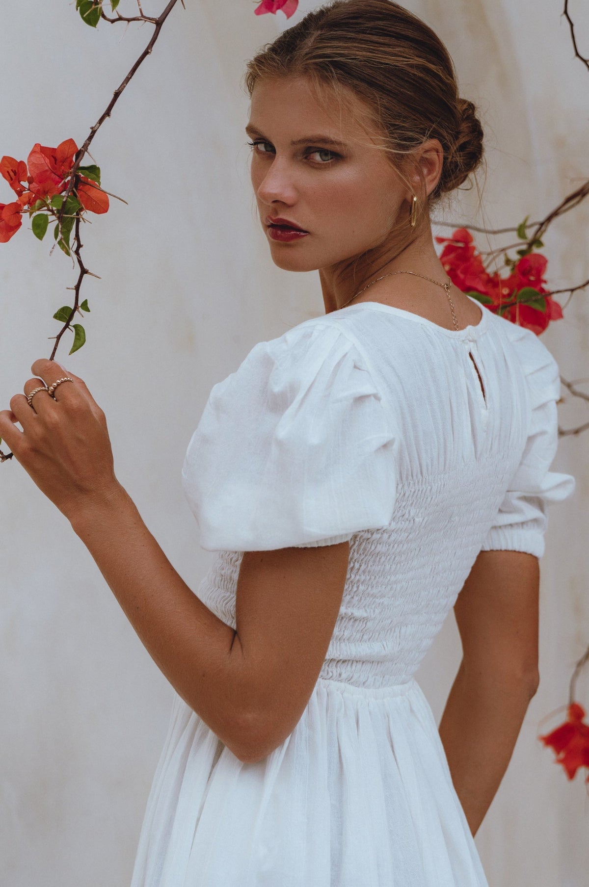 Elodie Smocked Linen Mini Dress