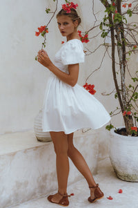 Elodie Smocked Linen Mini Dress