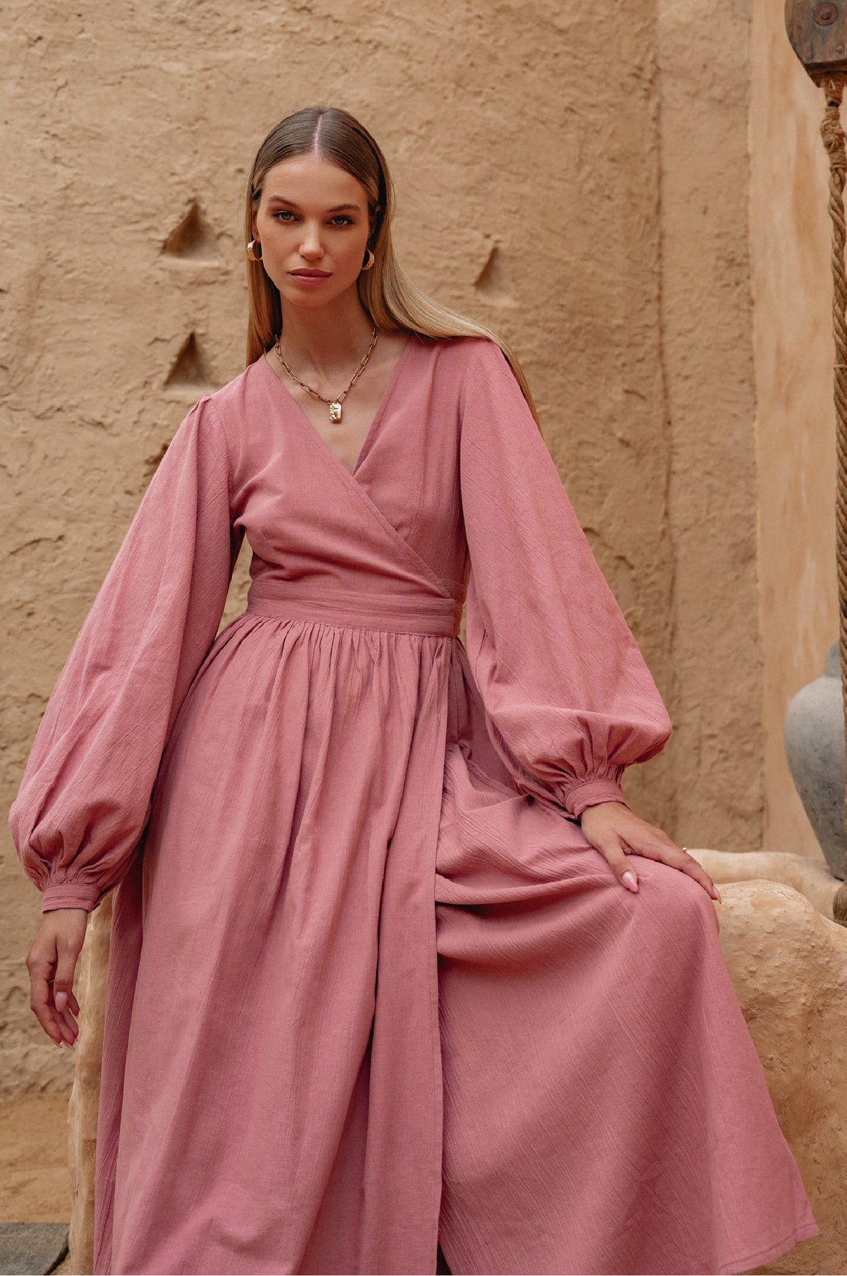 Emerie Long Sleeve Wrap Dress