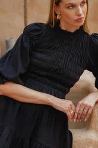 Florence Smocked Linen Midi Dress