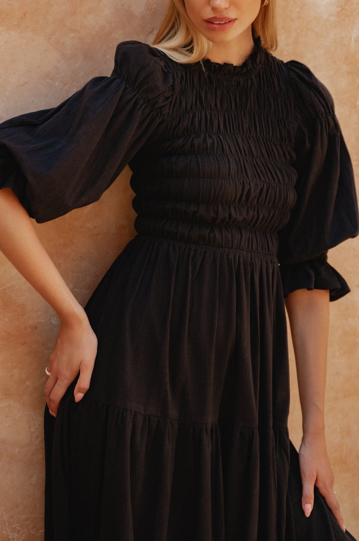 Florence Smocked Linen Midi Dress