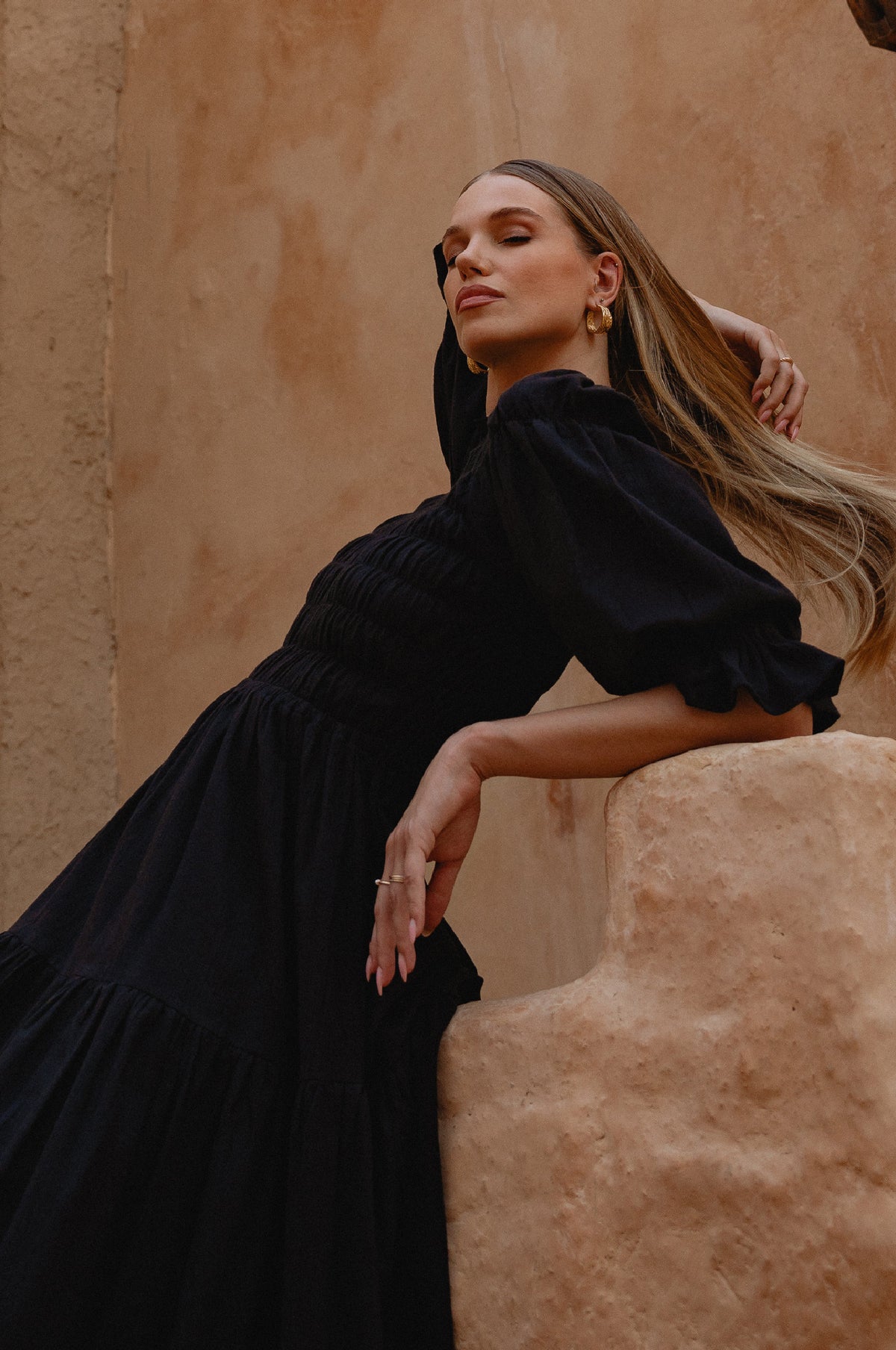 Florence Smocked Linen Midi Dress