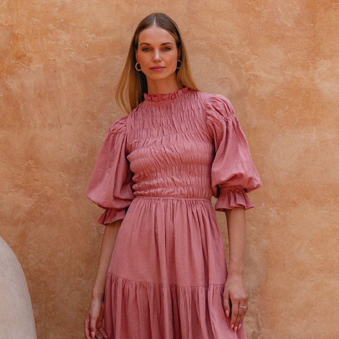 Florence Smocked Linen Midi Dress