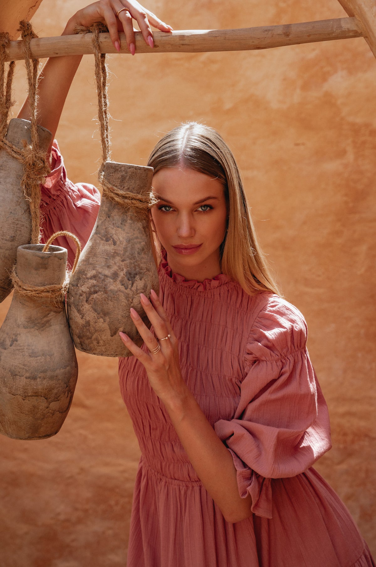 Florence Smocked Linen Midi Dress