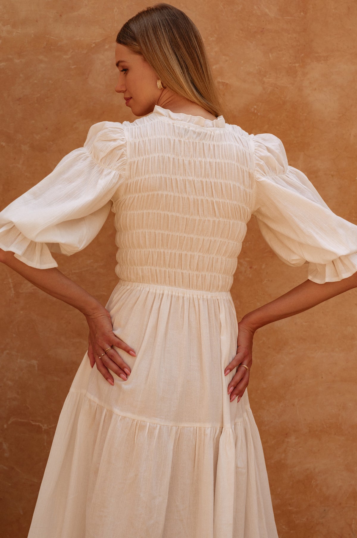 Florence Smocked Linen Midi Dress