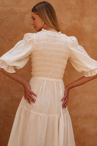Florence Smocked Linen Midi Dress