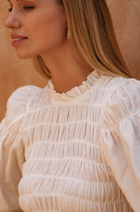 Florence Smocked Linen Midi Dress