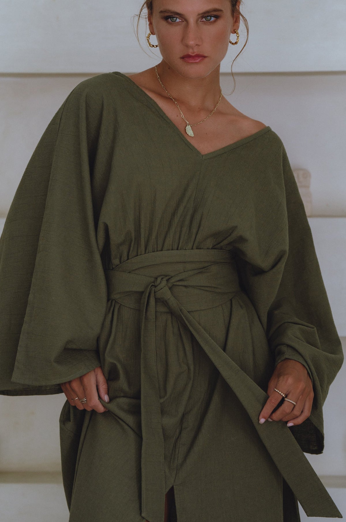 Hana Linen Kimono Dress