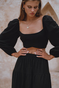 Helsa Long Sleeve Linen Top