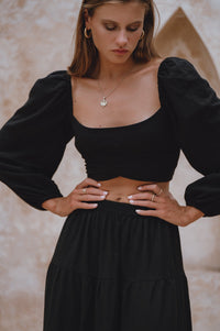 Helsa Long Sleeve Linen Top