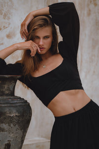 Helsa Long Sleeve Linen Top