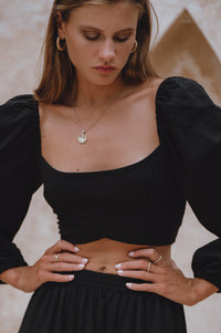 Helsa Long Sleeve Linen Top