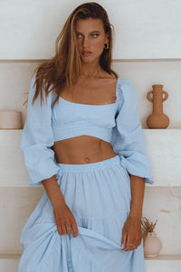 Helsa Long Sleeve Linen Top