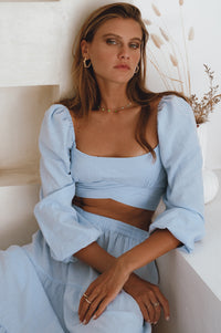 Helsa Long Sleeve Linen Top