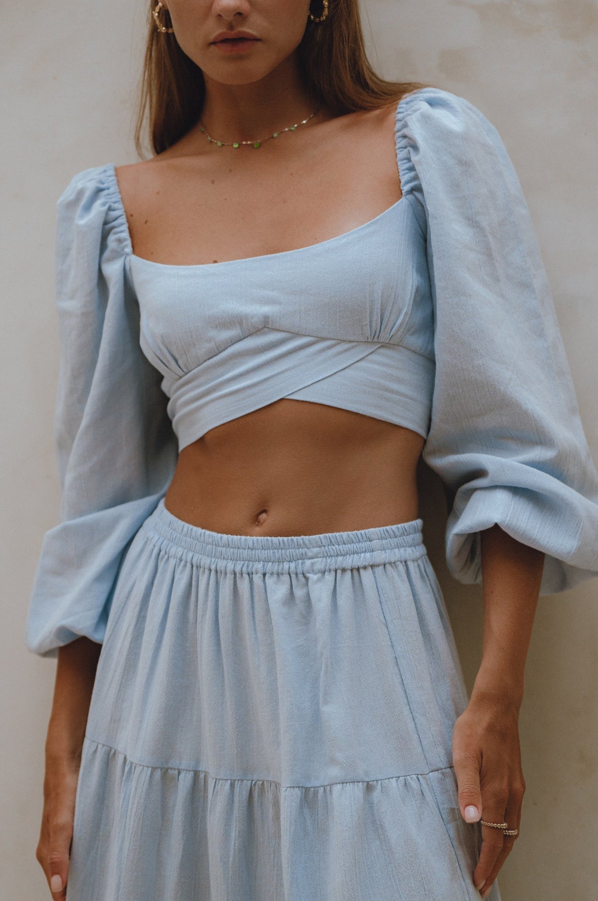 Helsa Long Sleeve Linen Top