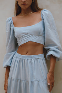 Helsa Long Sleeve Linen Top