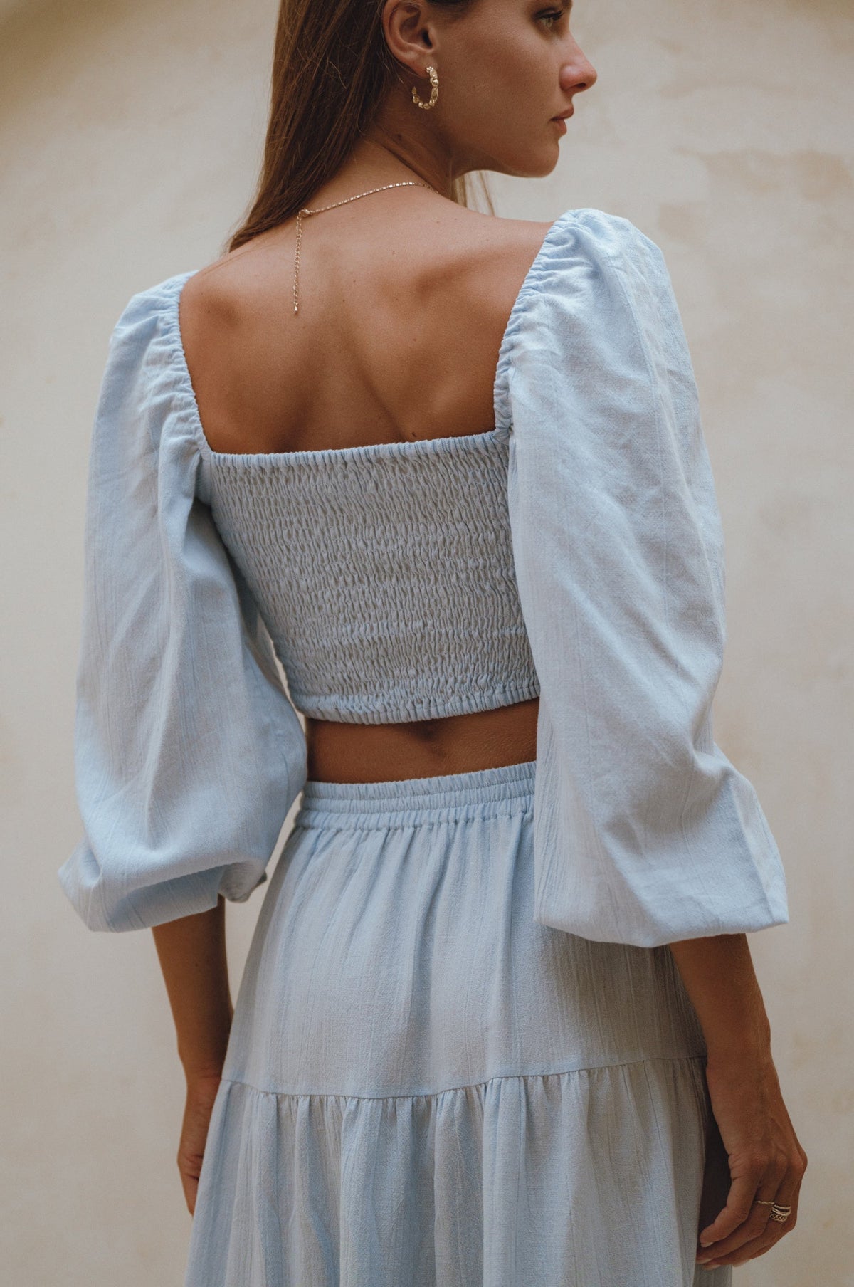 Helsa Long Sleeve Linen Top