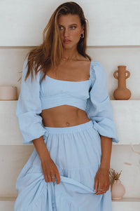 Helsa Long Sleeve Linen Top