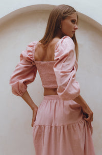 Helsa Long Sleeve Linen Top